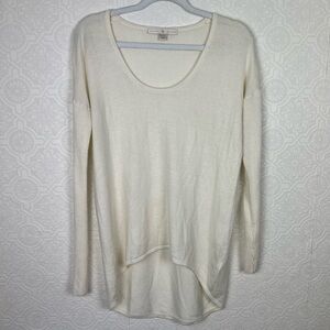 Boston Proper Ivory Sweater Crewneck Ribbed White